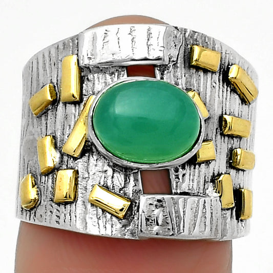 Two Tone - Chrysoprase - Australia Ring size-6.5 R-1543 SDR168431