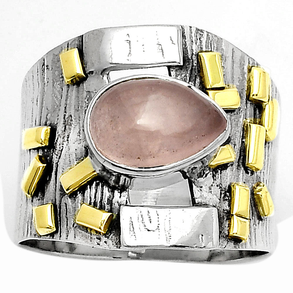 Two Tone Rose Quartz Madagascar Ring size-7.5 R-1543 SDR168432