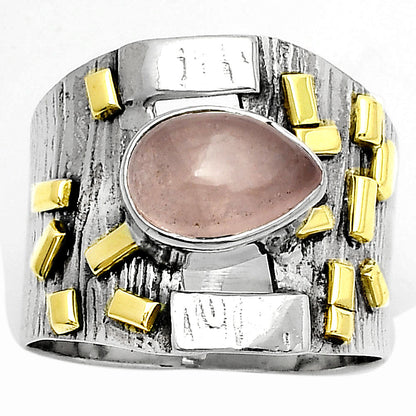 Two Tone Rose Quartz Madagascar Ring size-7.5 R-1543 SDR168432