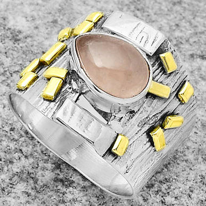 Two Tone Rose Quartz Madagascar Ring size-7.5 R-1543 SDR168432