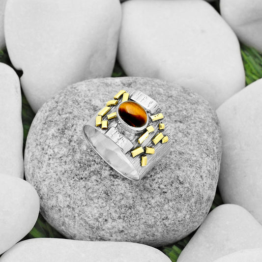 Two Tone - Tiger Eye - Africa Ring size-8.5 R-1543 SDR168440