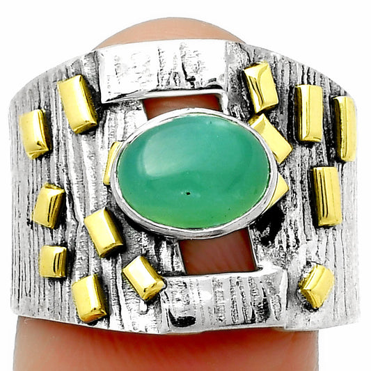 Two Tone - Chrysoprase - Australia Ring size-8 R-1543 SDR168441