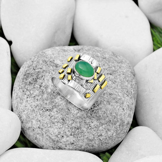 Two Tone - Chrysoprase - Australia Ring size-8 R-1543 SDR168441