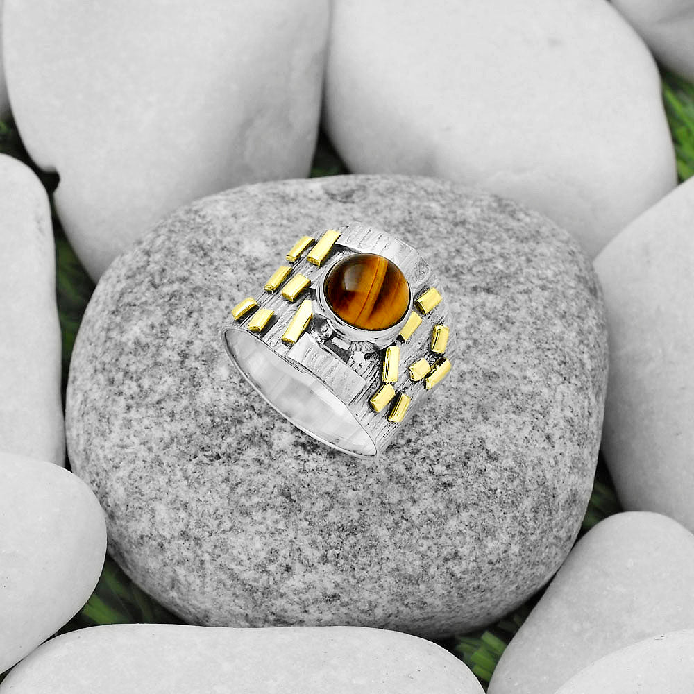 Two Tone Natural Tiger Eye Africa Ring size-7 R-1543 SDR168442