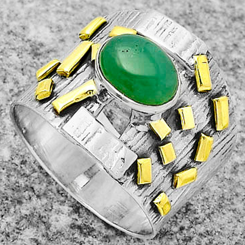 Two Tone - Chrysoprase - Australia Ring size-7 R-1543 SDR168443