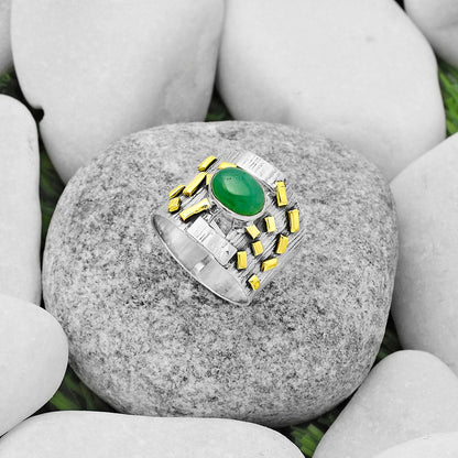 Two Tone - Chrysoprase - Australia Ring size-7 R-1543 SDR168443