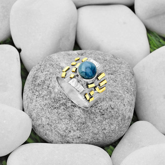 Two Tone - Natural Owyhee Opal Ring size-8.5 R-1543 SDR168446