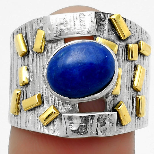Two Tone - Lapis - Afghanistan Ring size-7.5 R-1543 SDR168449