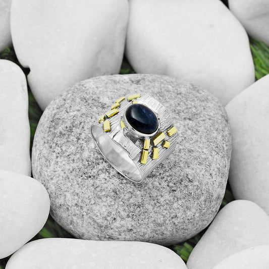 Two Tone - Natural Sodalite Ring size-7.5 R-1543 SDR168459