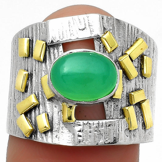 Two Tone - Chrysoprase - Australia Ring size-8 R-1543 SDR168460