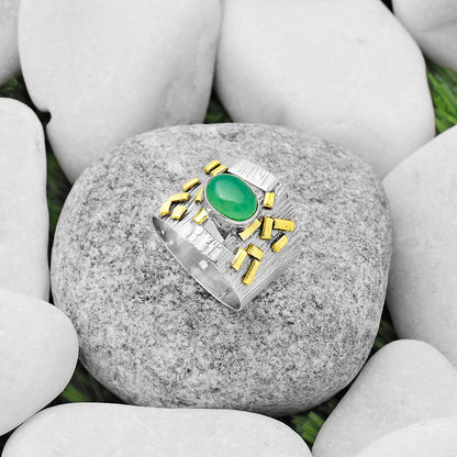 Two Tone - Chrysoprase - Australia Ring size-8 R-1543 SDR168460