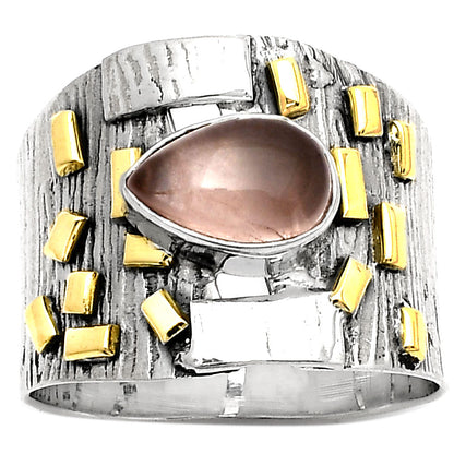 Two Tone Rose Quartz Madagascar Ring size-8.5 R-1543 SDR168469