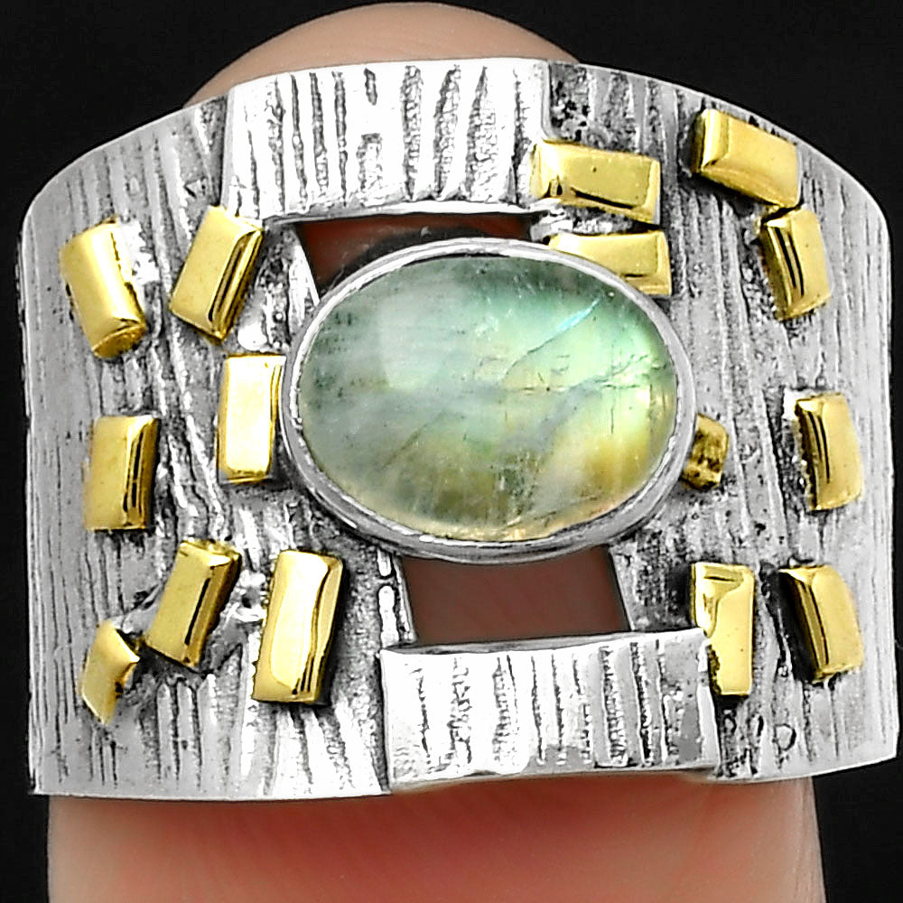 Two Tone - Rainbow Moonstone - India Ring size-8 R-1543 SDR168474