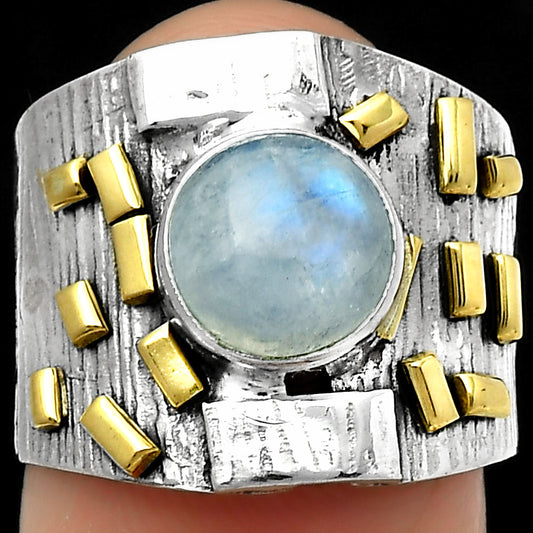 Two Tone - Rainbow Moonstone - India Ring size-7 R-1543 SDR168476