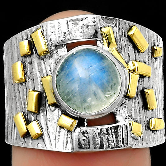 Two Tone Rainbow Moonstone India Ring size-8.5 R-1543 SDR168479