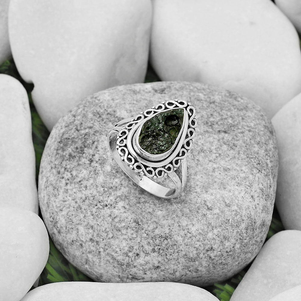 Natural Tektite Rough - Greek Ring size-8 R-1164 SDR168513