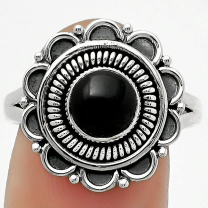 Natural Black Onyx - Brazil Ring size-7.5 R-1256 SDR168543
