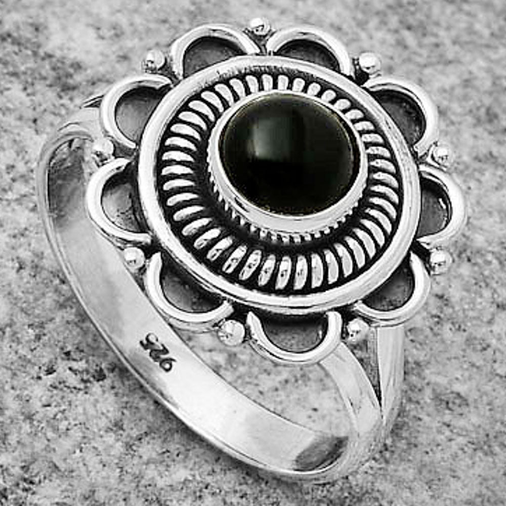Natural Black Onyx - Brazil Ring size-7.5 R-1256 SDR168543