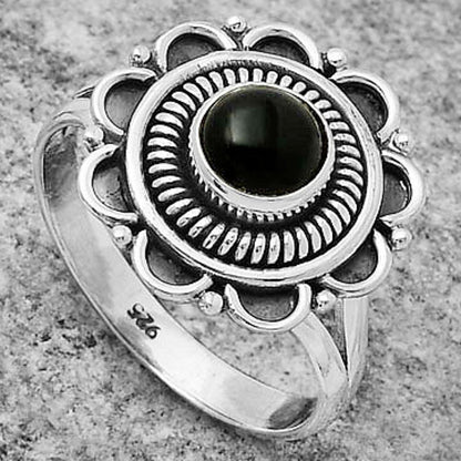 Natural Black Onyx - Brazil Ring size-7.5 R-1256 SDR168543