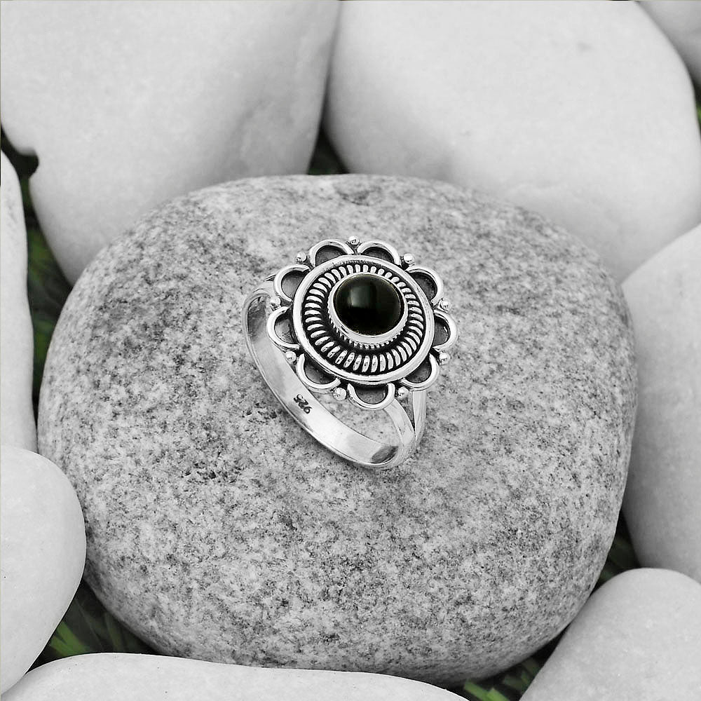Natural Black Onyx - Brazil Ring size-7.5 R-1256 SDR168543