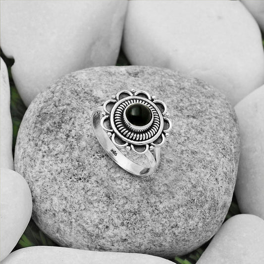 Natural Black Onyx - Brazil Ring size-7.5 R-1256 SDR168543