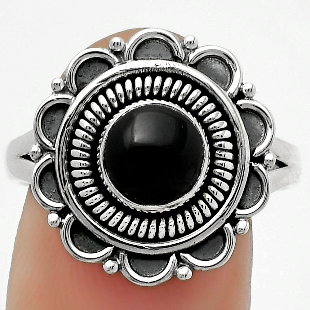 Natural Black Onyx - Brazil Ring size-7.5 R-1256 SDR168546