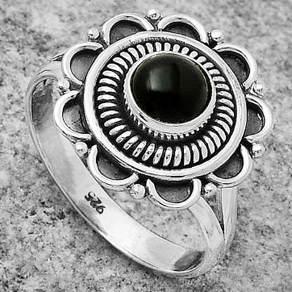 Natural Black Onyx - Brazil Ring size-7.5 R-1256 SDR168546