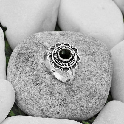 Natural Black Onyx - Brazil Ring size-7.5 R-1256 SDR168546