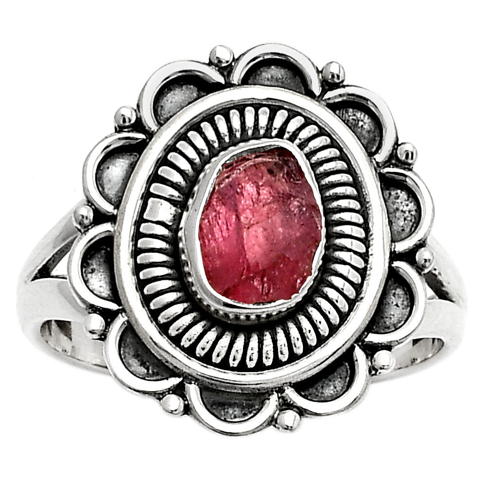 Natural Pink Tourmaline Rough Ring size-7 R-1256 SDR168554