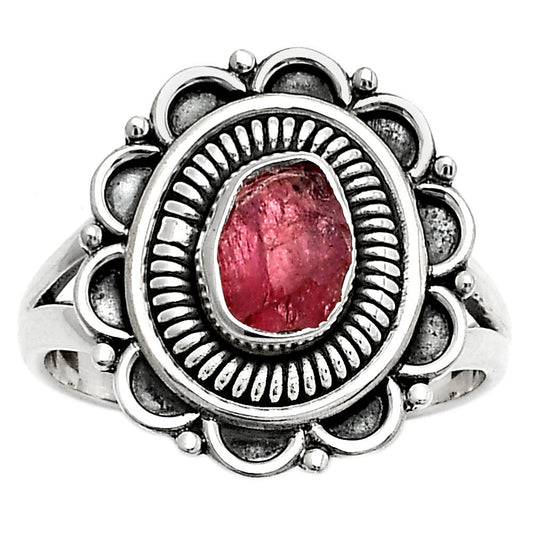 Natural Pink Tourmaline Rough Ring size-7 R-1256 SDR168554