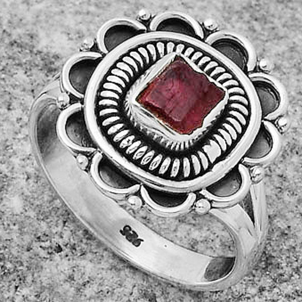 Natural Pink Tourmaline Rough Ring size-7 R-1256 SDR168570