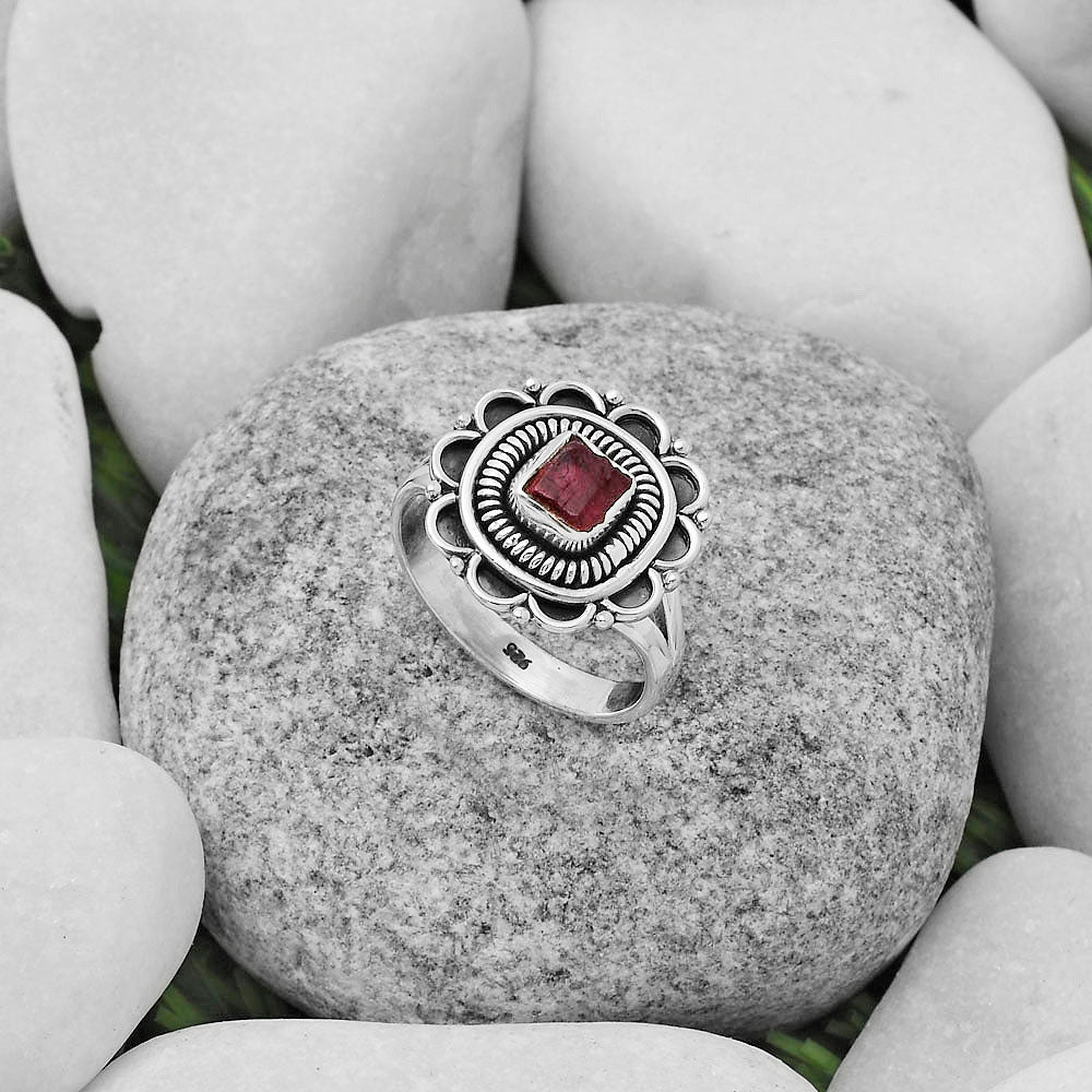 Natural Pink Tourmaline Rough Ring size-7 R-1256 SDR168570