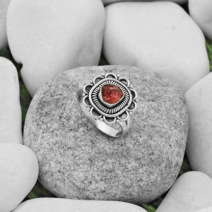 Natural Pink Tourmaline Rough Ring size-8 R-1256 SDR168574