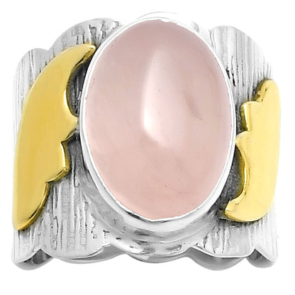 Two Tone - Rose Quartz - Madagascar Ring size-7 R-1542 SDR168594