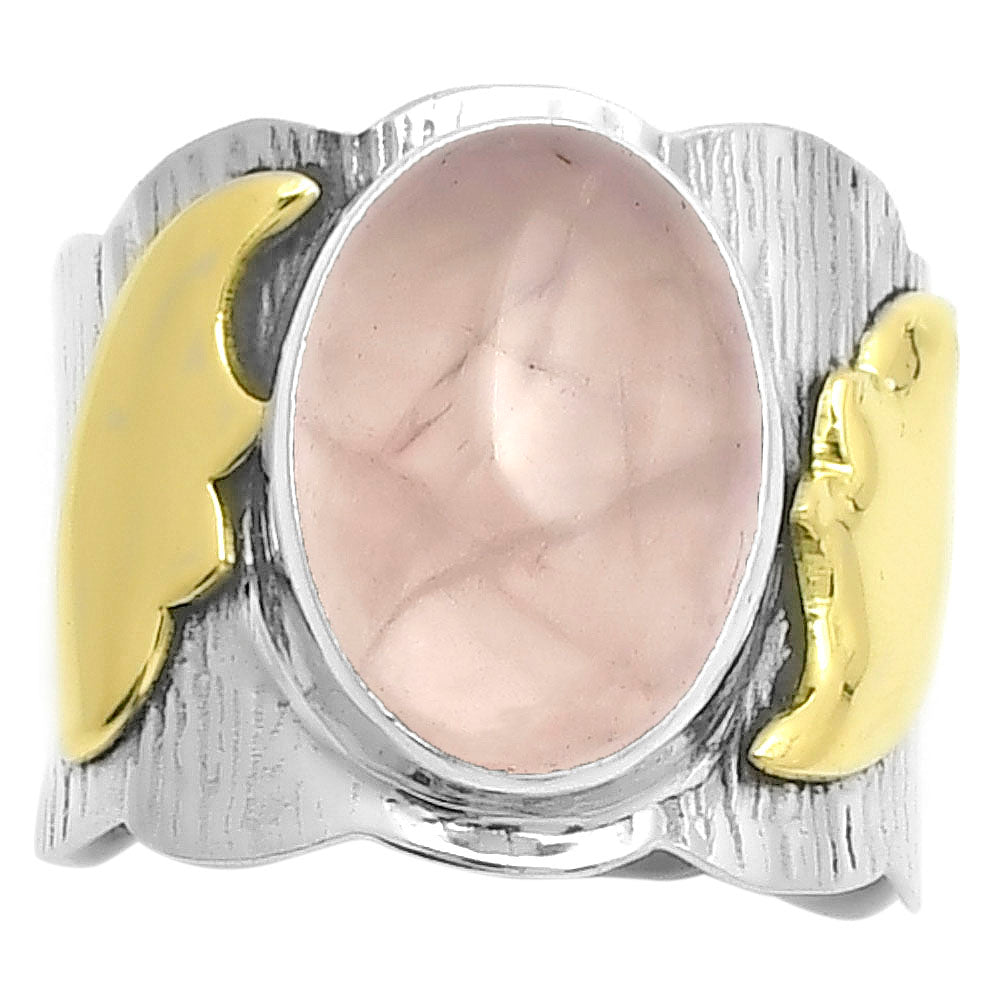 Two Tone - Rose Quartz - Madagascar Ring size-8 R-1542 SDR168630