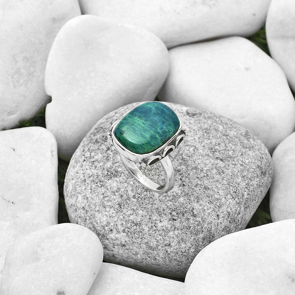 Natural Azurite Chrysocolla Ring size-8.5 R-1198 SDR168833