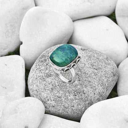 Natural Azurite Chrysocolla Ring size-8.5 R-1198 SDR168833