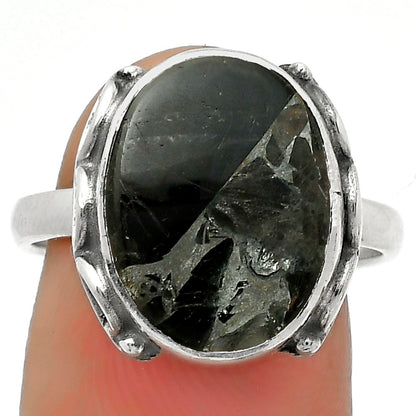 Natural Obsidian And Zinc Ring size-8 R-1198 SDR168844