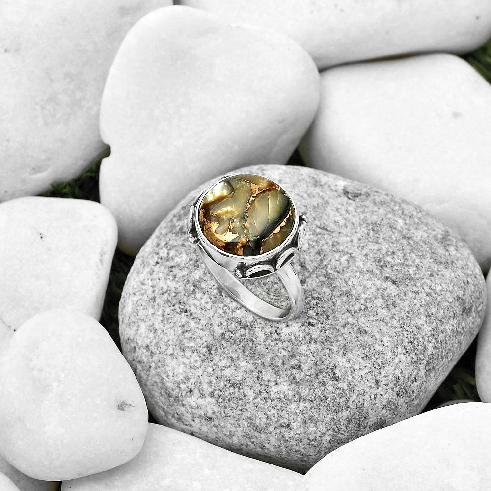 Natural Copper Abalone Shell Ring size-8.5 R-1198 SDR168852