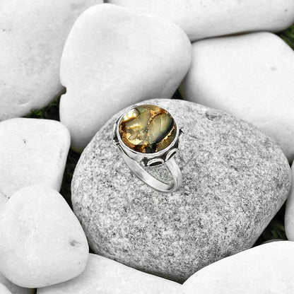 Natural Copper Abalone Shell Ring size-8.5 R-1198 SDR168852