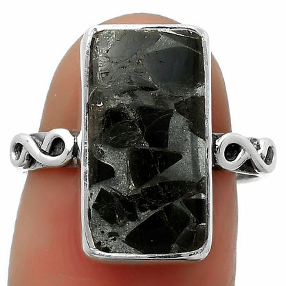 Natural Obsidian And Zinc Ring size-7.5 R-1191 SDR168928