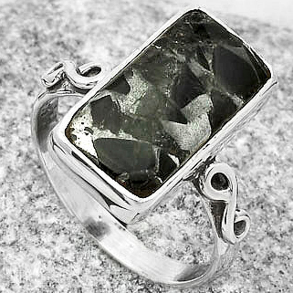 Natural Obsidian And Zinc Ring size-7.5 R-1191 SDR168928