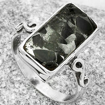 Natural Obsidian And Zinc Ring size-7.5 R-1191 SDR168928