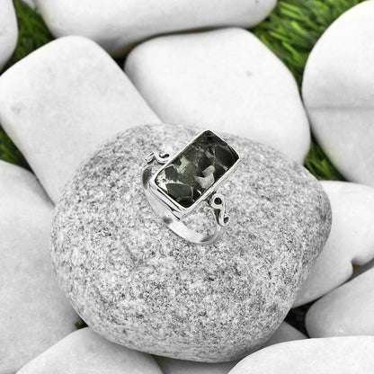 Natural Obsidian And Zinc Ring size-7.5 R-1191 SDR168928