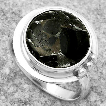 Natural Obsidian And Zinc Ring size-7 R-1225 SDR169257