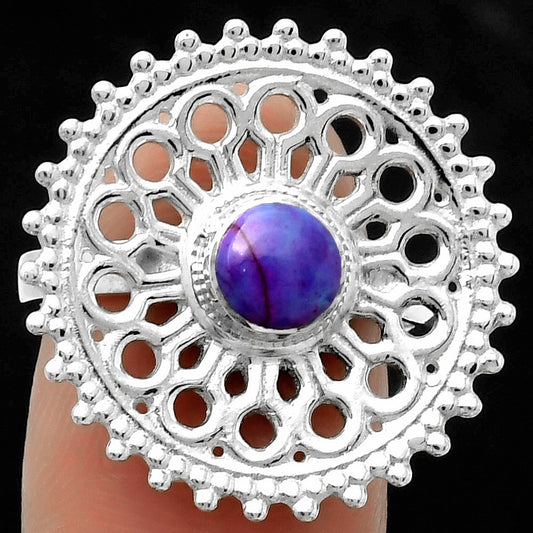 Artisan - Copper Purple Turquoise Ring size-7.5 R-1107 SDR169378