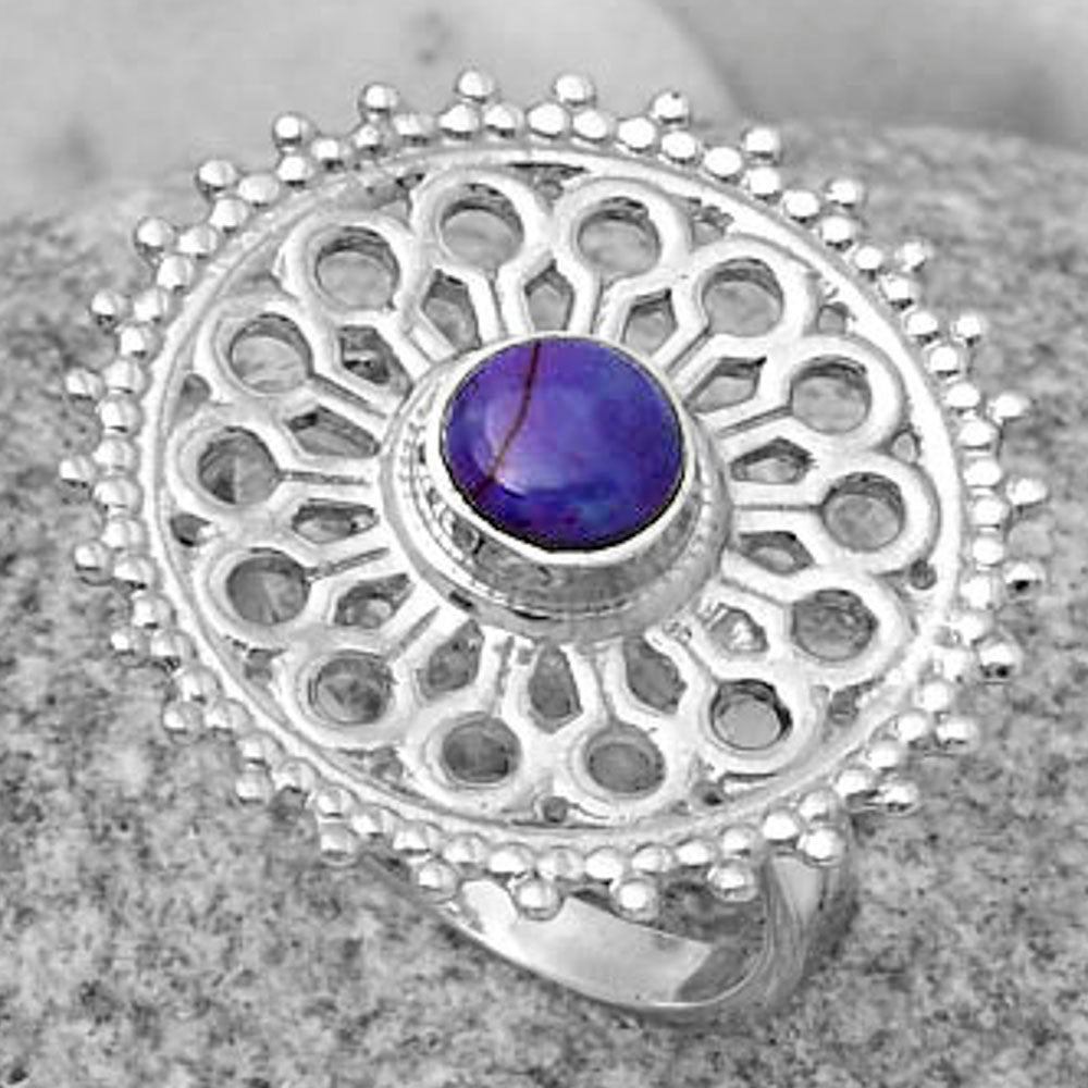 Artisan - Copper Purple Turquoise Ring size-7.5 R-1107 SDR169378