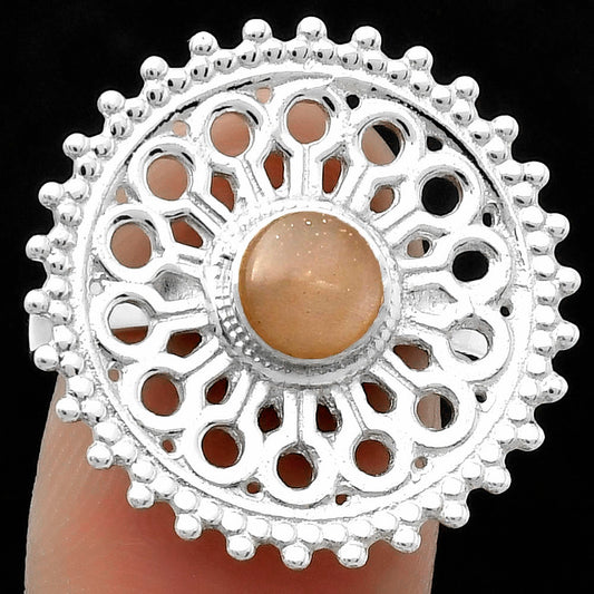 Artisan - Natural Peach Moonstone Ring size-7.5 R-1107 SDR169380