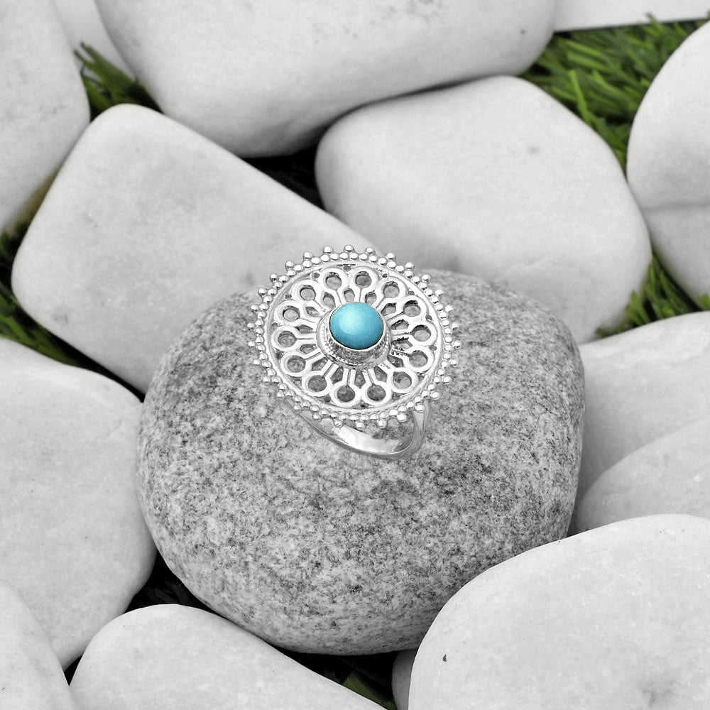 Artisan Natural Turquoise Nevada Aztec Mt Ring size-8.5 R-1107 SDR169387