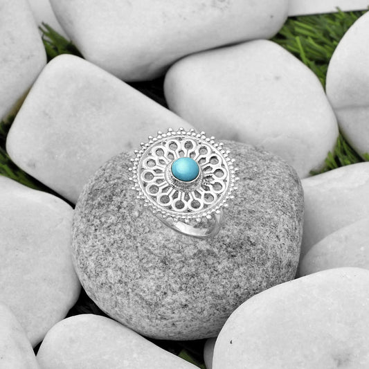 Artisan Natural Turquoise Nevada Aztec Mt Ring size-8.5 R-1107 SDR169387